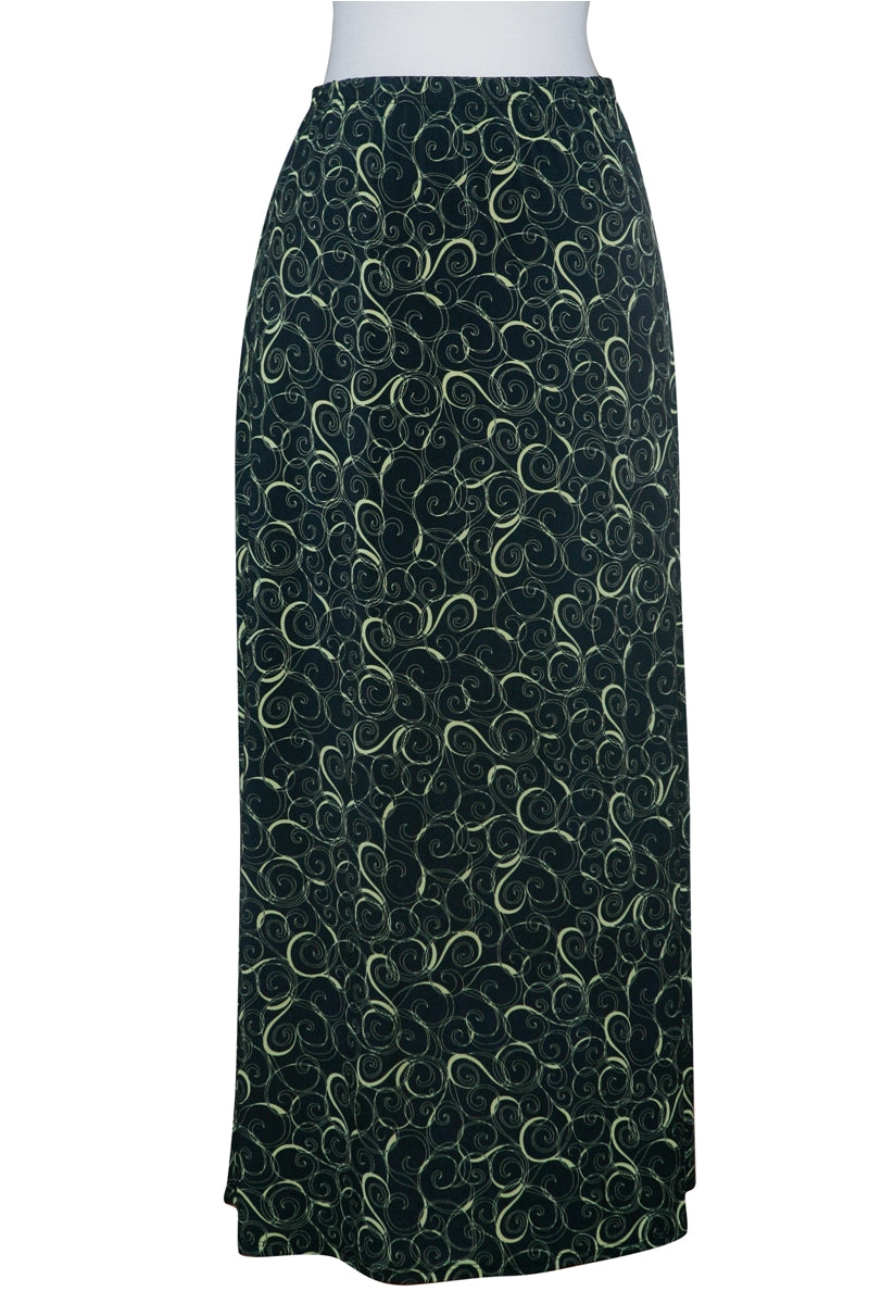 Plus Size Black & Pistachio Swirl Microfiber Skirt