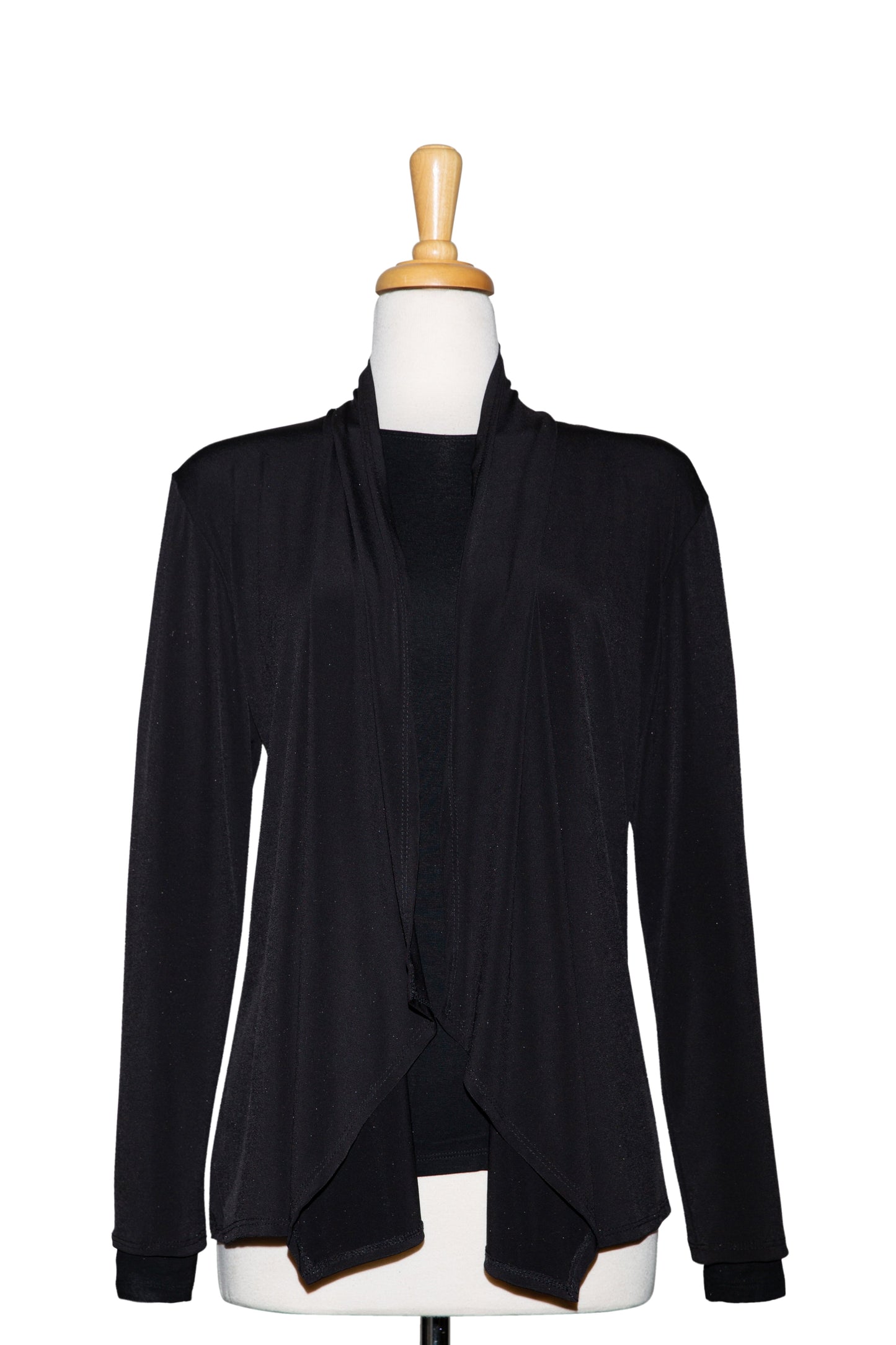 Plus Size Two Piece Black Microfiber Shawl Collar Set