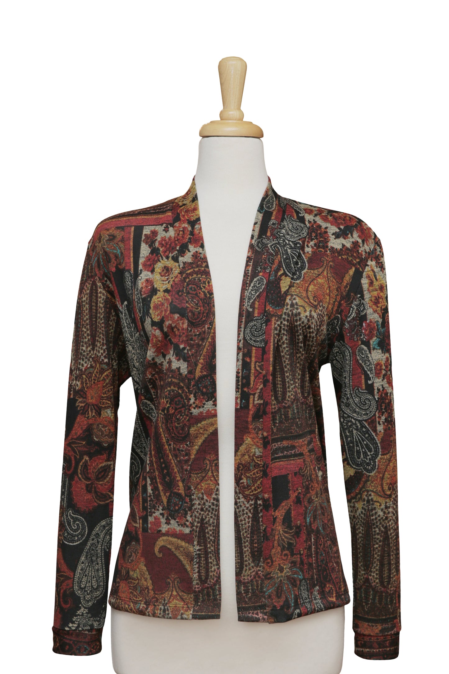 Rust And Tan Paisley Knit Jacket
