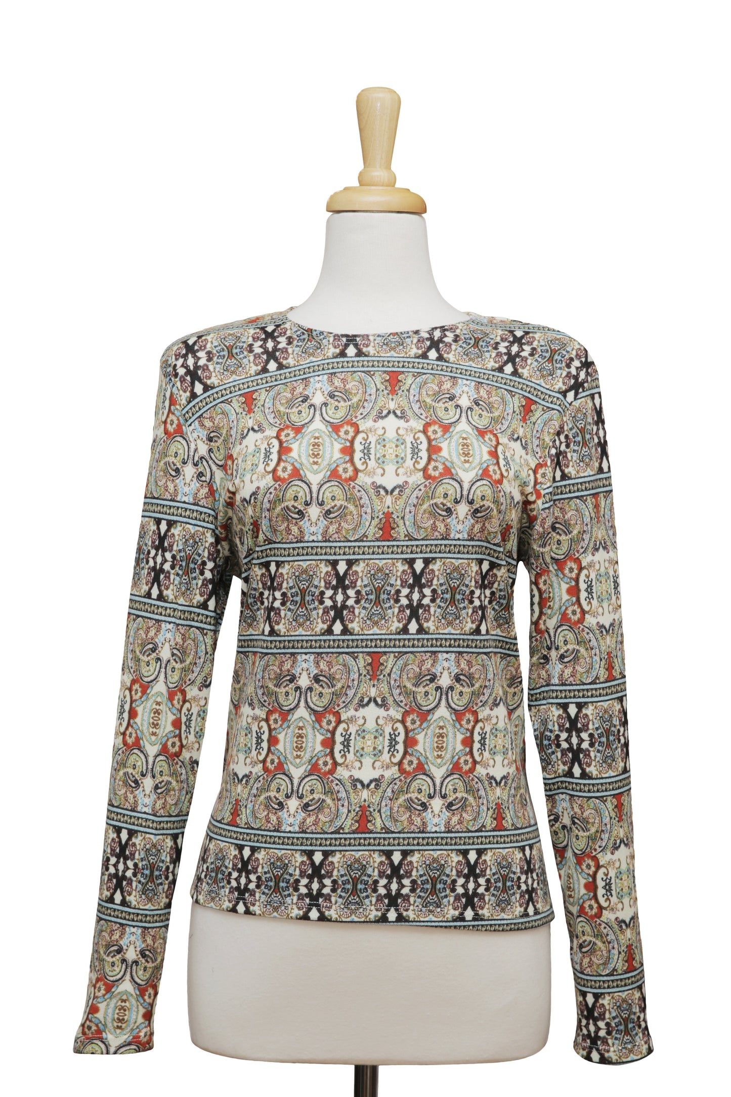Persian Print Multi Color Long Sleeve Knit Top