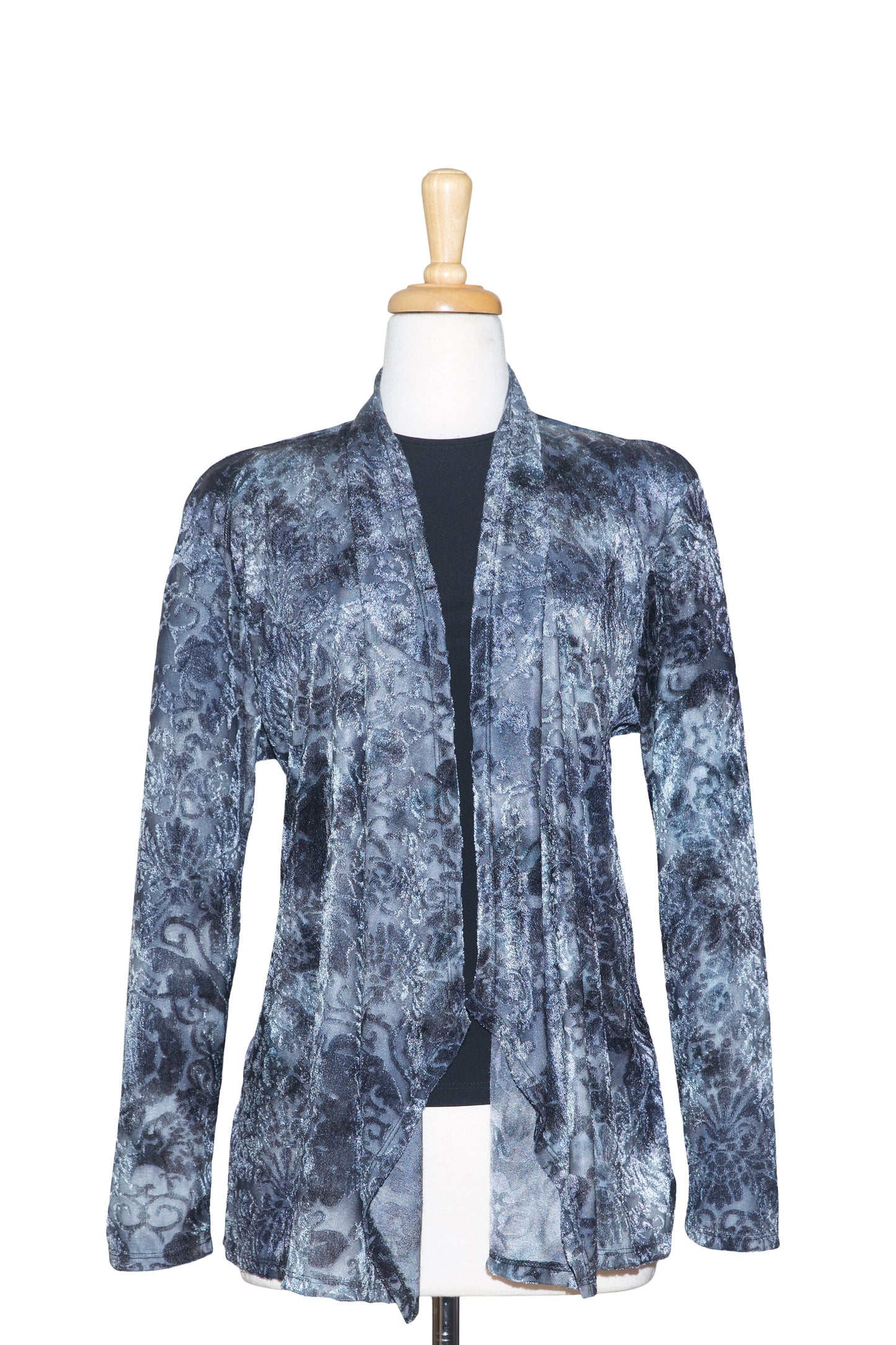 Two Piece Shades Of Grey Cut Velvet Shawl Collar Set