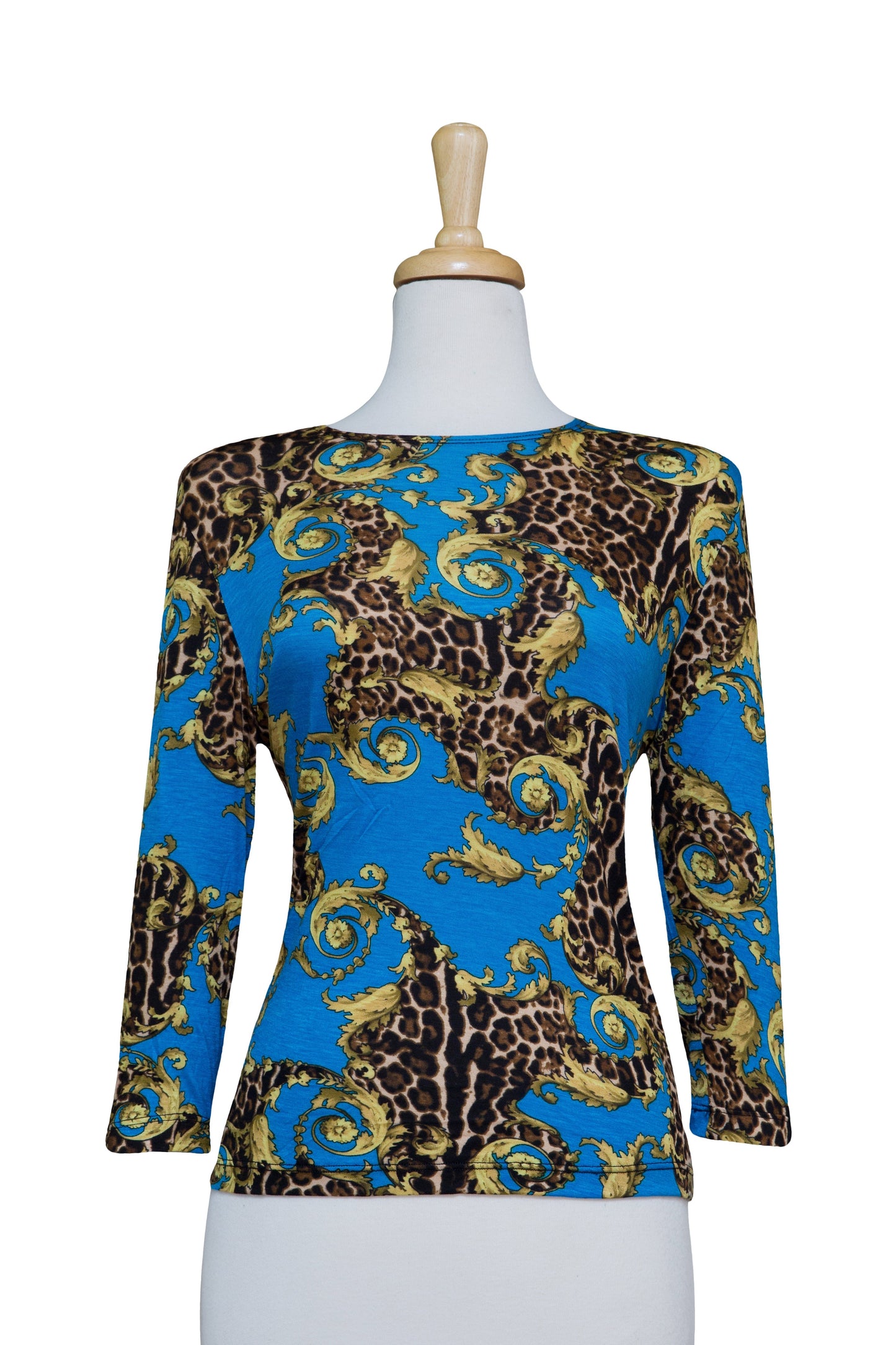 Royal Versace Leopard Print 3/4 Sleeve Cotton Top