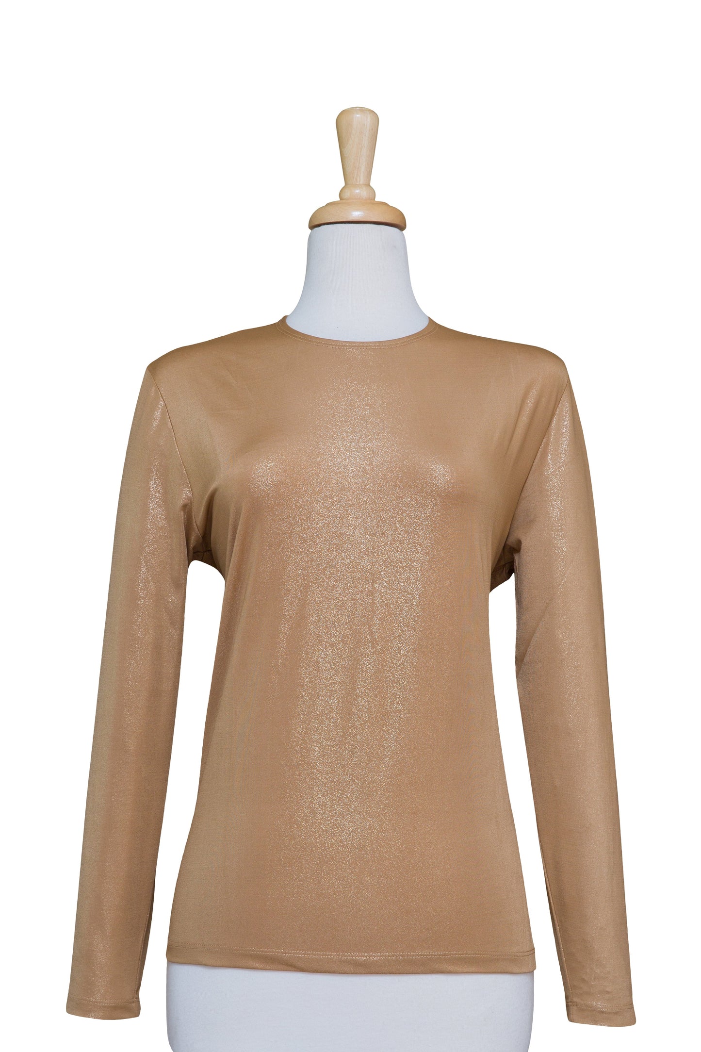 Gold Metallic Long Sleeve Microfiber Top