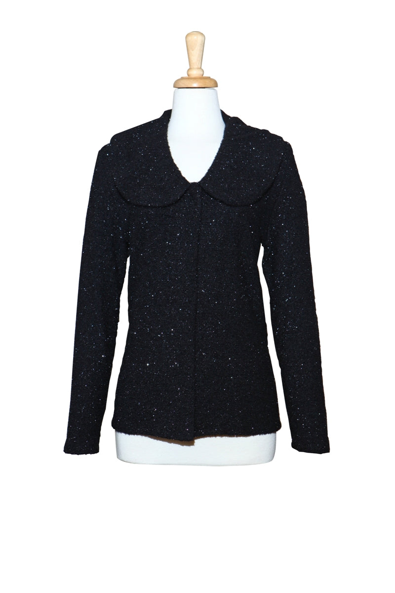 Plus Size Black Mettalic Knit Jacket