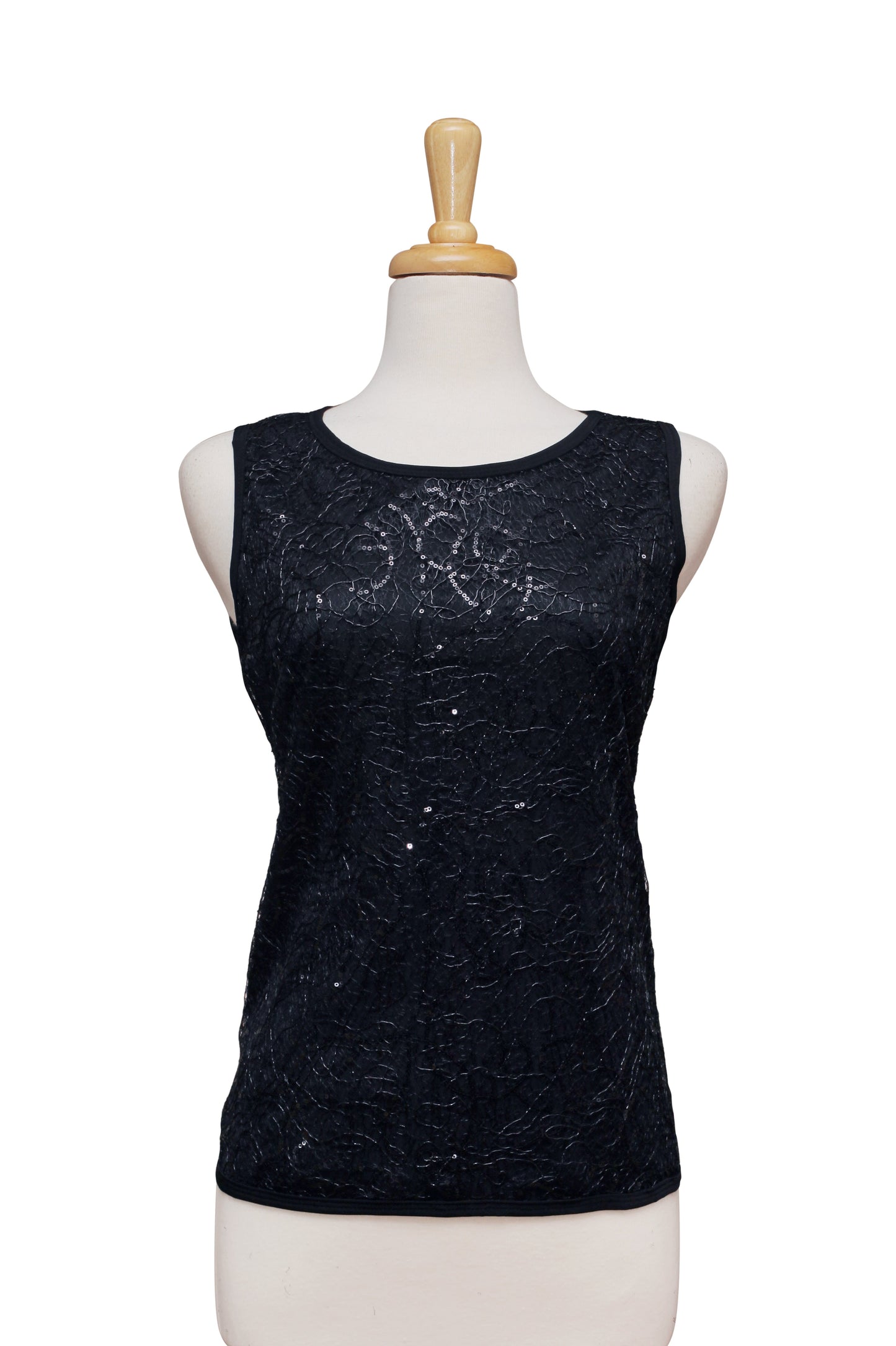 Plus Size Black Sequins Valentino Lace Vest
