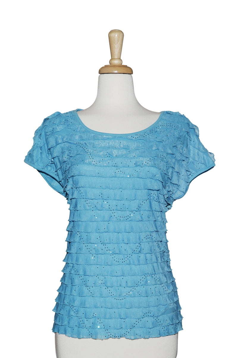 Plus Size Black and White Ruffled Short Sleeve Top