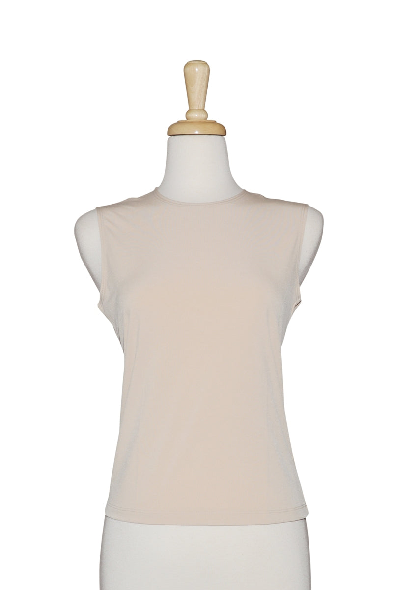 Plus Size Sleeveless Beige Microfiber Camisole