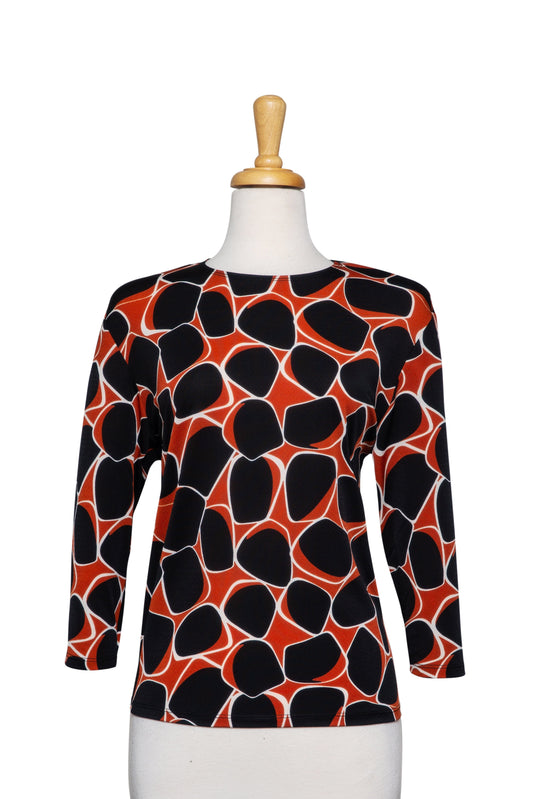 Rust and Black Stones Microfiber 3/4 Sleeve Top