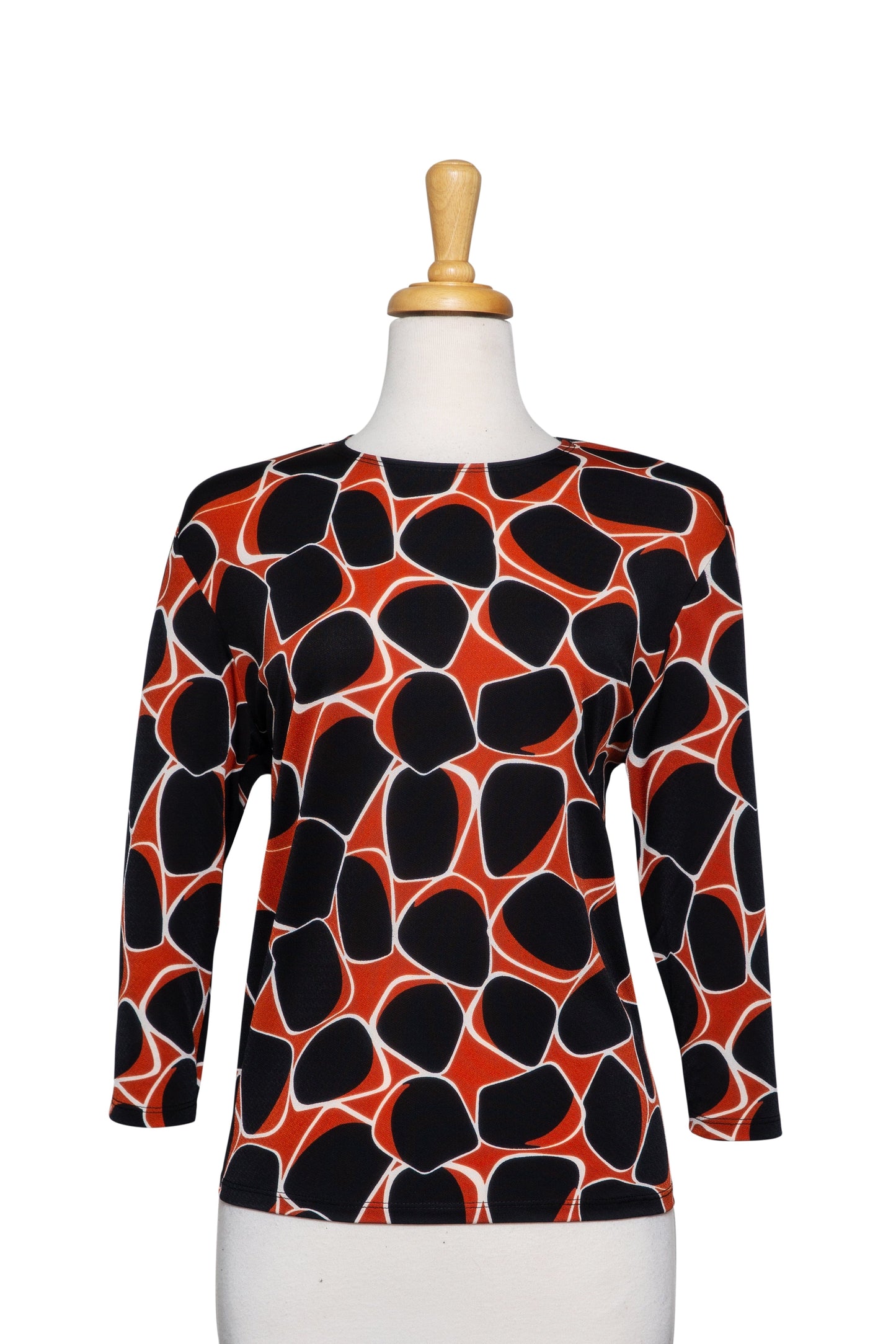 Plus Size Rust and Black Stones Microfiber 3/4 Sleeve Top
