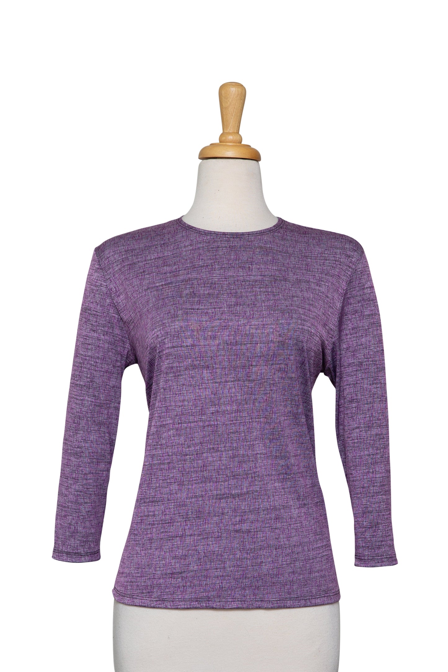Shades of Purple and Grey Microfiber 3/4 Sleeve Top