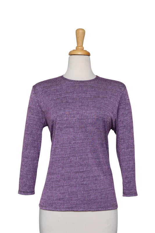 Plus Size Shades of Purple and Grey Microfiber 3/4 Sleeve Top