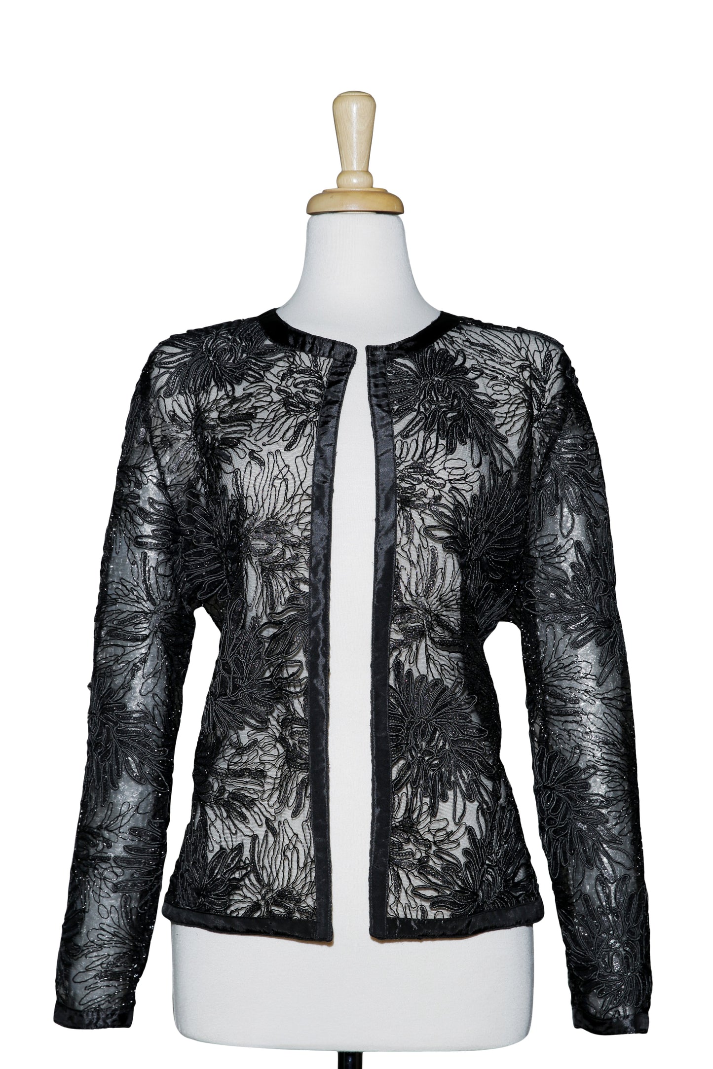 Plus Size Black Floral Lace Jacket