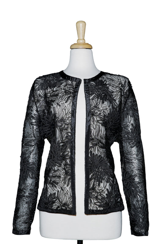 Plus Size Black Floral Lace Jacket