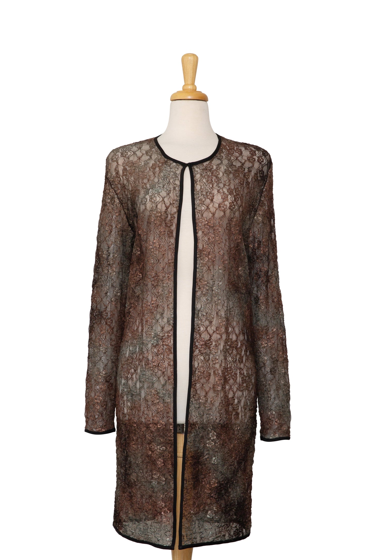 Plus Size Bronze and Sage Floral Soft Lace 3/4 Length Jacket