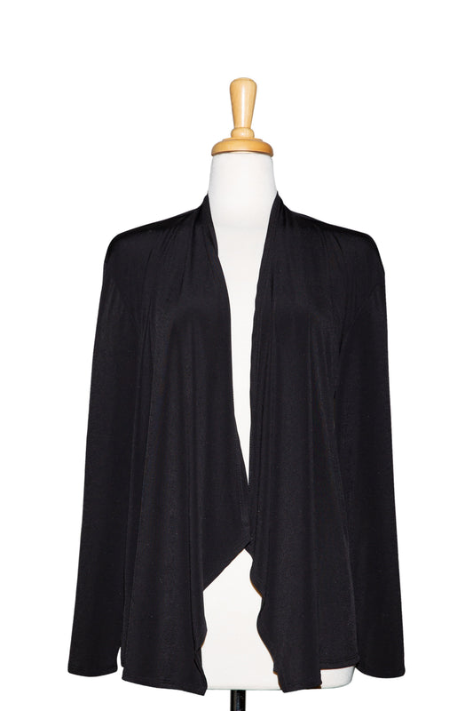 Plus Size Black Microfiber Shawl Collar Jacket