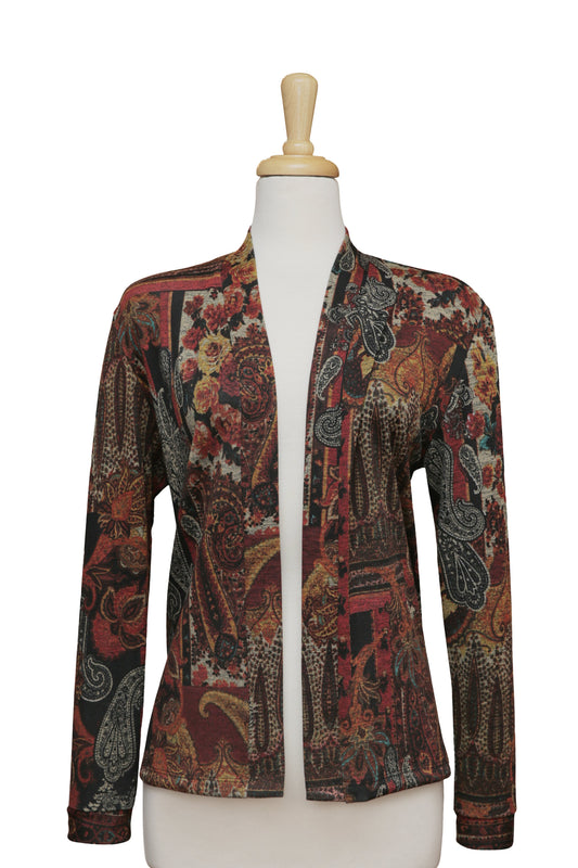 Rust And Tan Paisley Knit Jacket