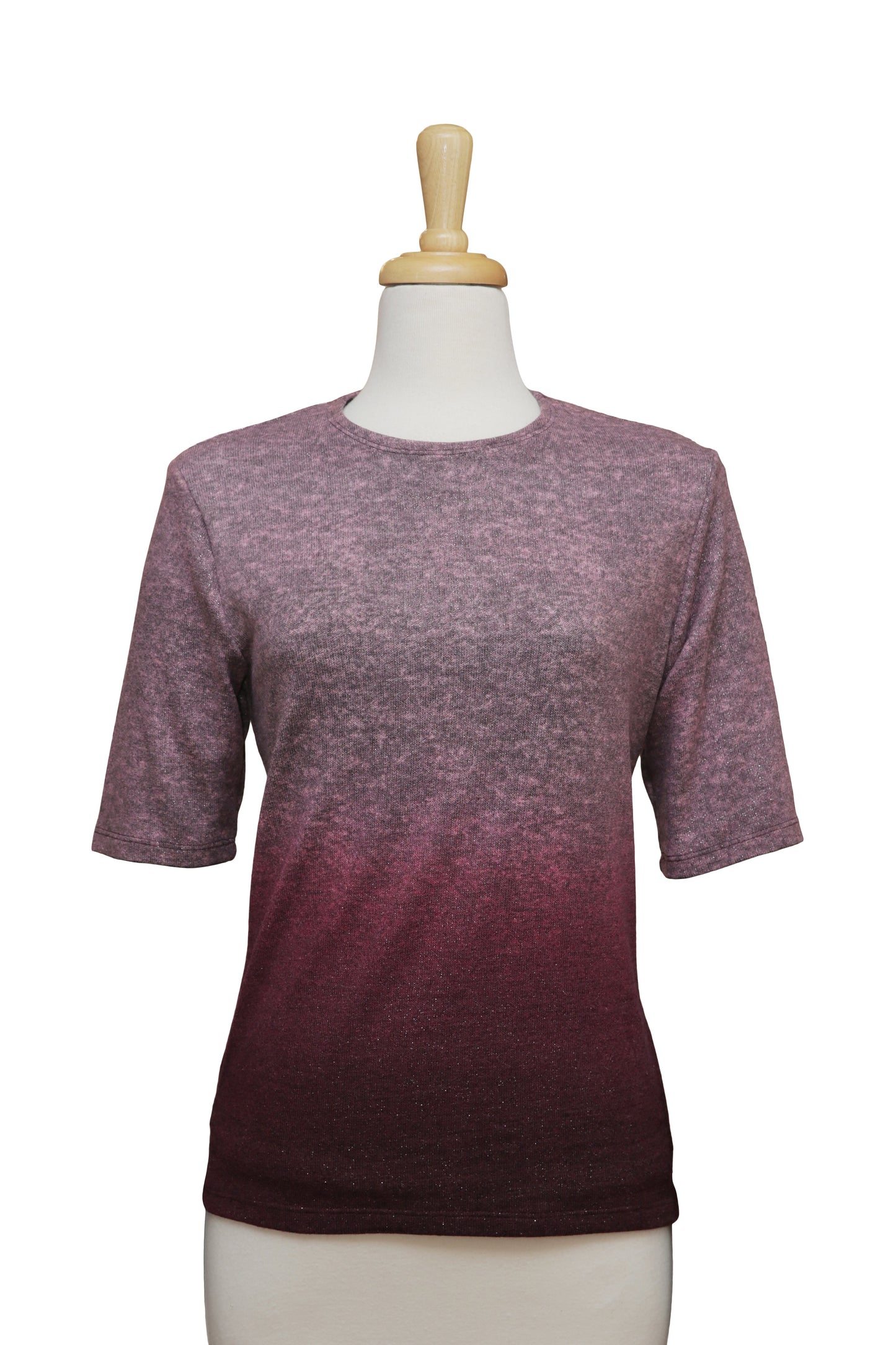 Plus Size Burgundy Ombre  Short Sleeve Top