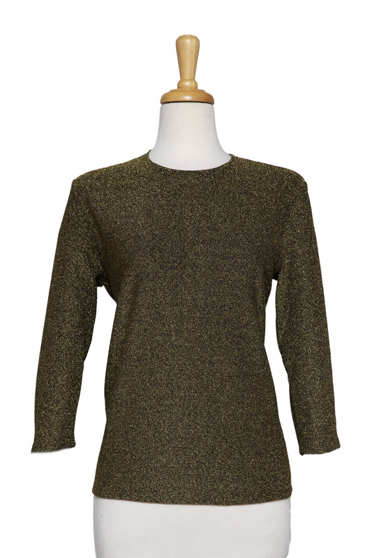 Plus Size Antique Gold and Black Sleeve Microfiber Top