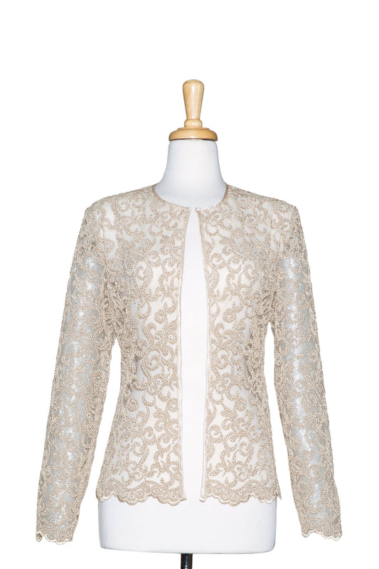 Plus Size Gold Embroidered Lace Jacket