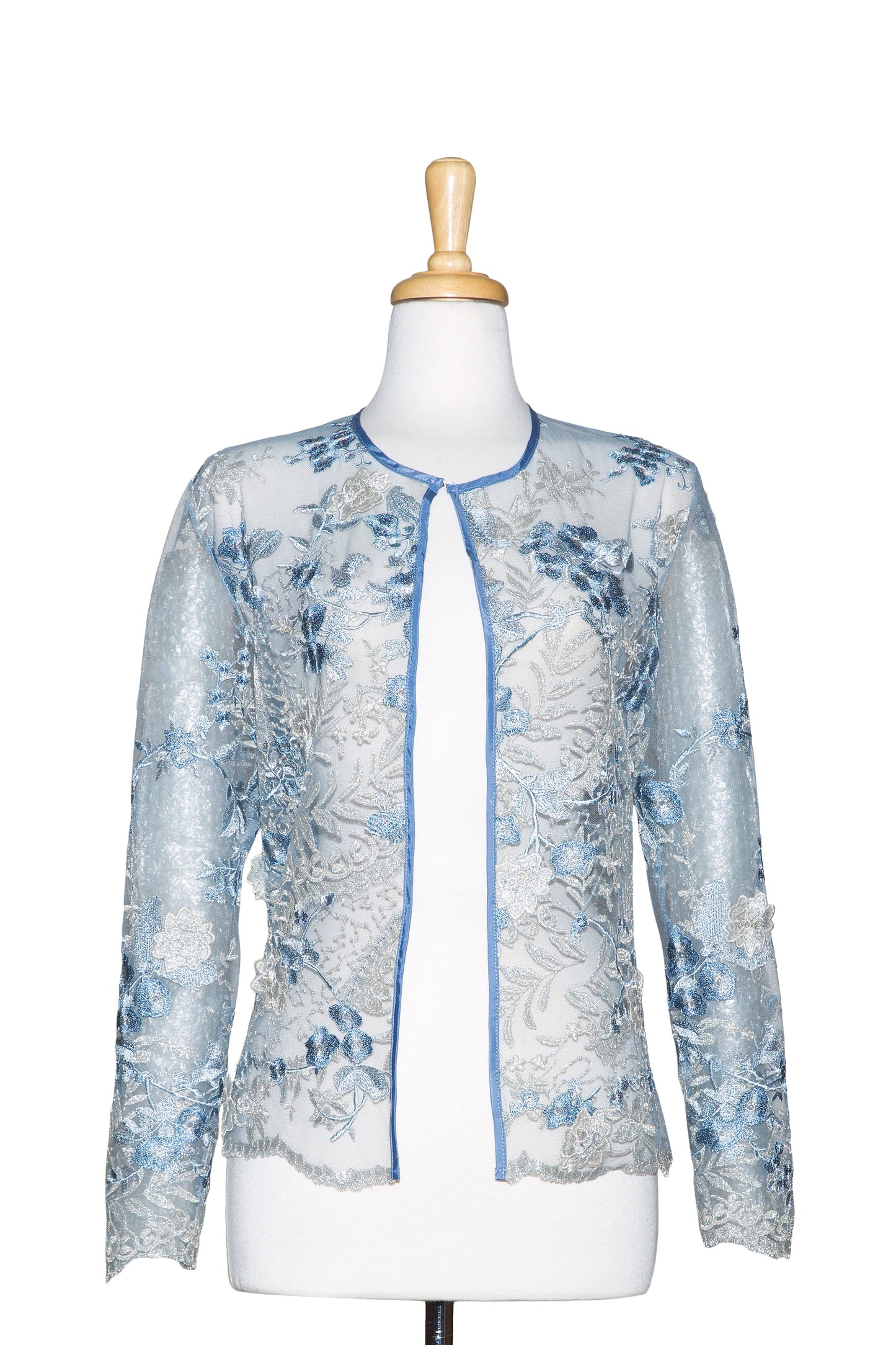 Light Blue and Sliver Floral Lace  Jacket