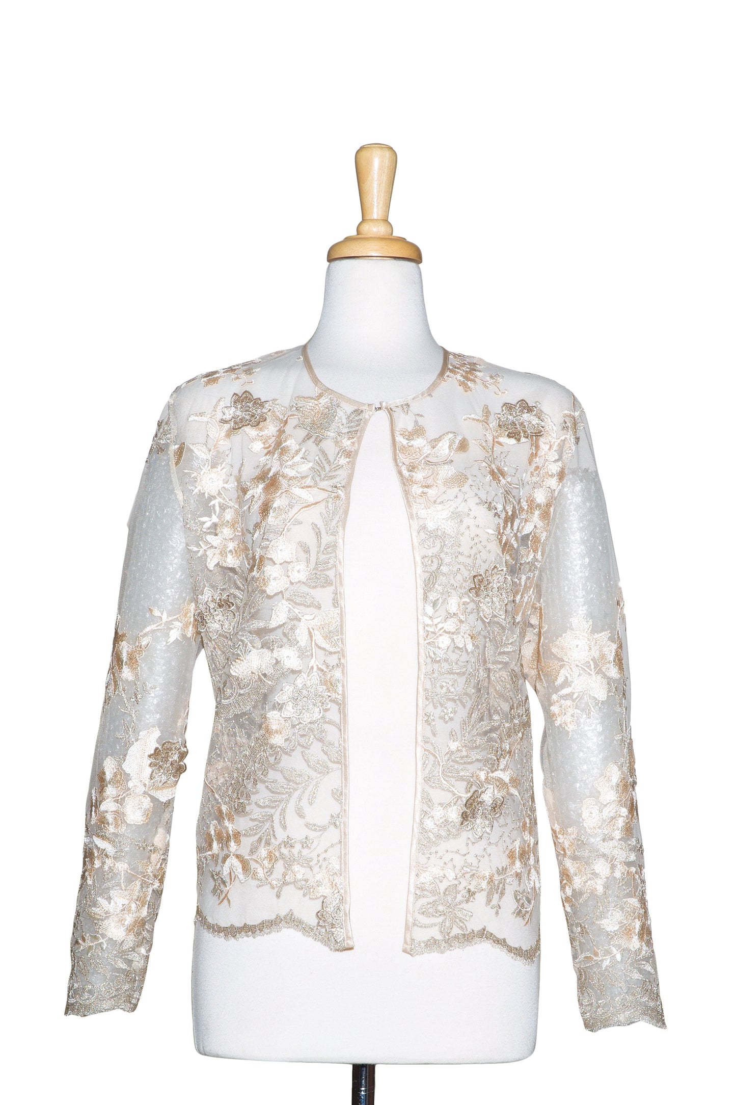 Gold and Peach Floral 3D Lace  Jacket