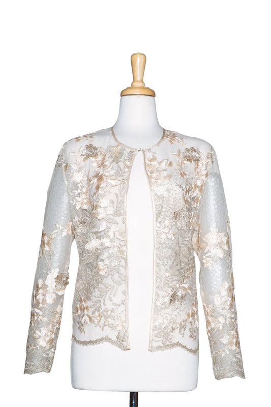 Gold and Peach Floral 3D Lace  Jacket