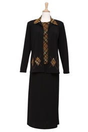 Three Piece Black & Gold Argyle Set