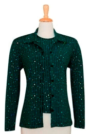 Two Piece Black & Teal Sequins Twin Set