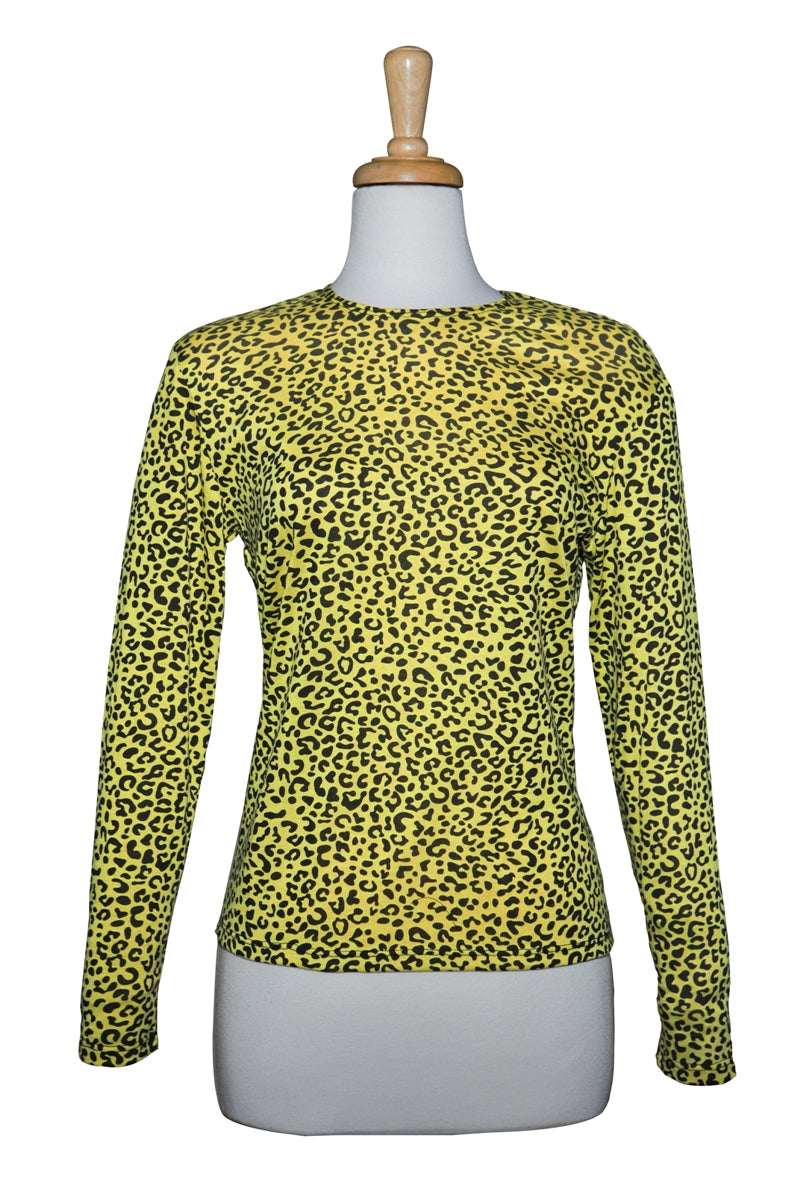 Yellow & Black Leopard Print Cotton Top