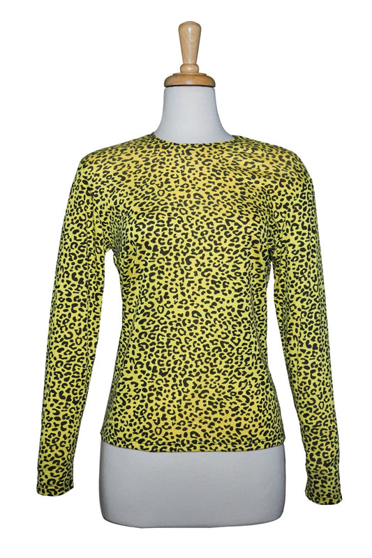 Yellow & Black Leopard Print Cotton Top
