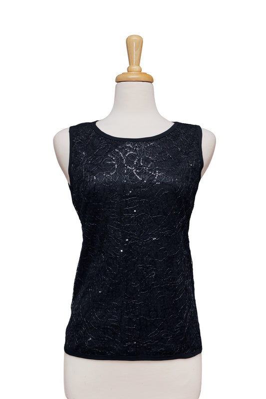 Plus Size Black Sequins Valentino Lace Vest