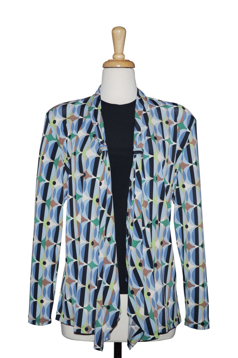 Two Piece Shades Of Blue Half Moons Shawl Collar Microfiber Set
