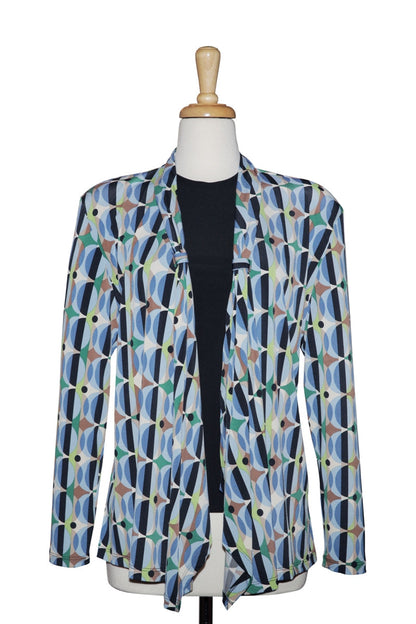 Two Piece Shades Of Blue Half Moons Shawl Collar Microfiber Set