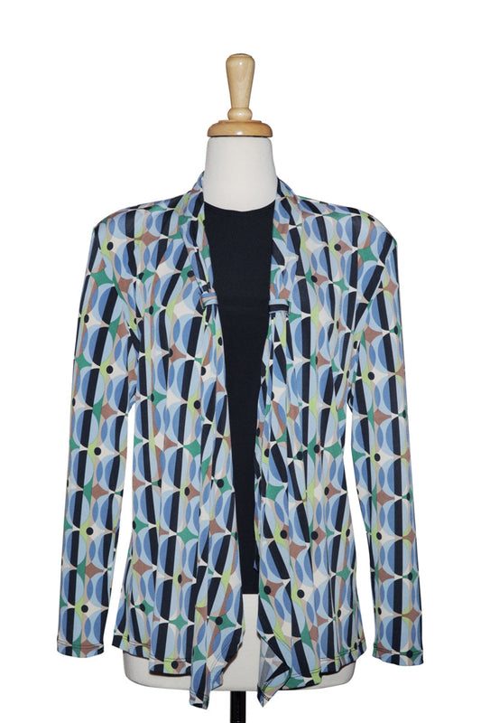 Two Piece Shades Of Blue Half Moons Shawl Collar Microfiber Set