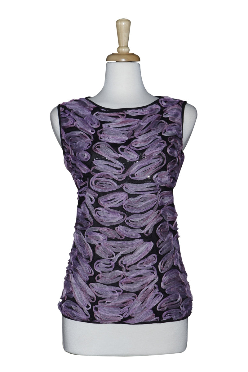Plus Size Shades of Mauve Ribbon Lace Vest