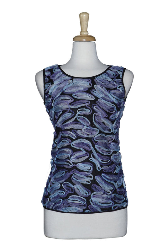 Plus Size Shades of Blue Ribbon Lace Vest