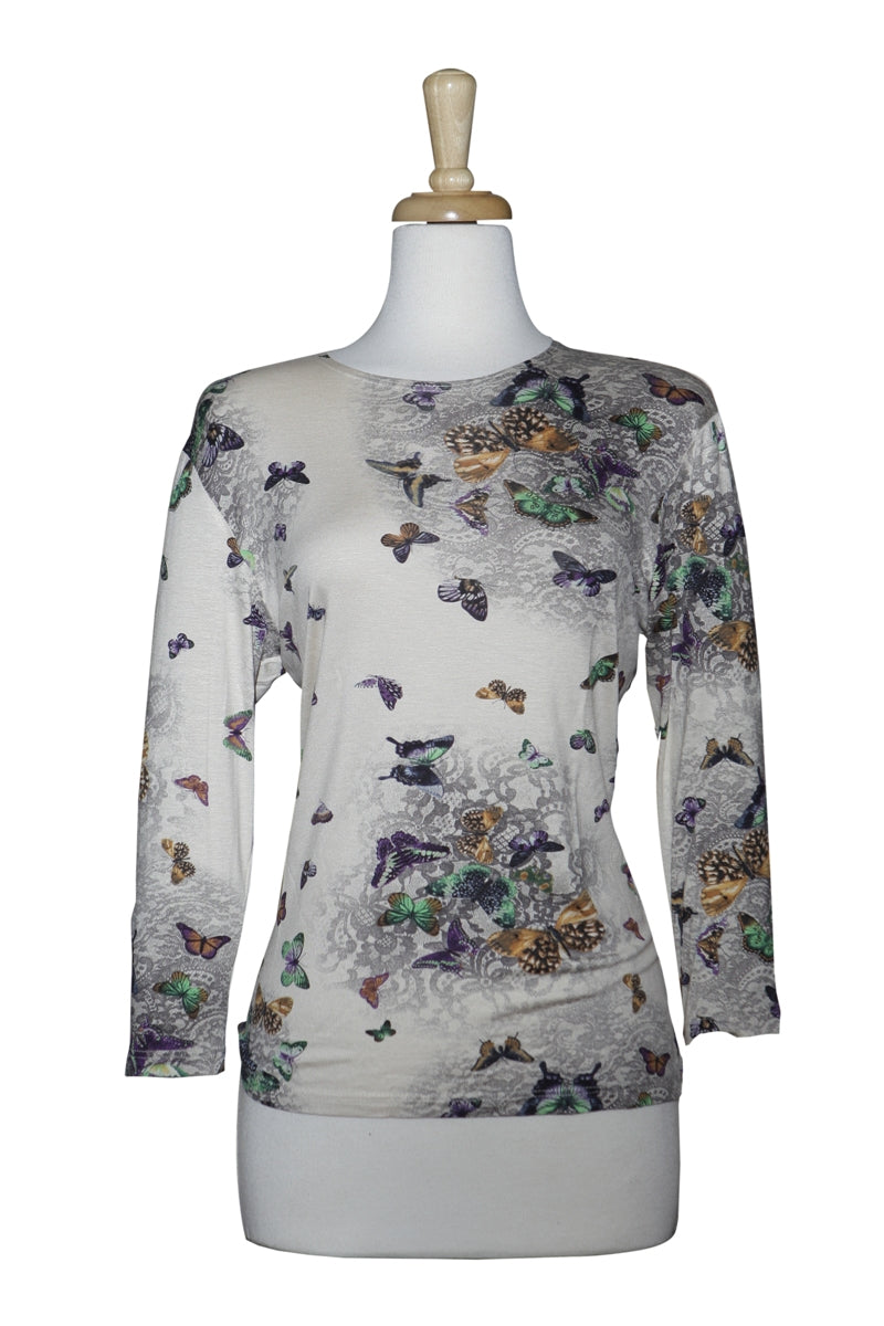 Plus Size Charcoal Long Sleeve Cotton Top