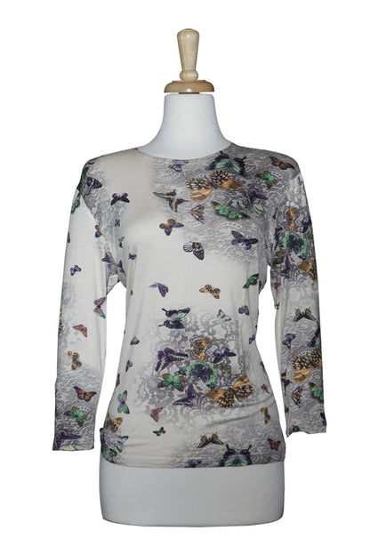 Plus Size Charcoal Long Sleeve Cotton Top