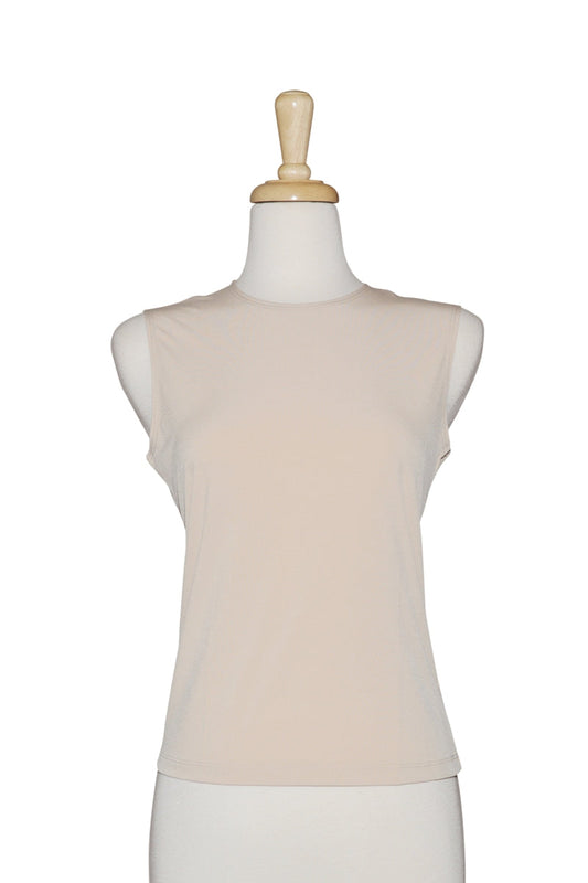 Plus Size Sleeveless Beige Microfiber Camisole