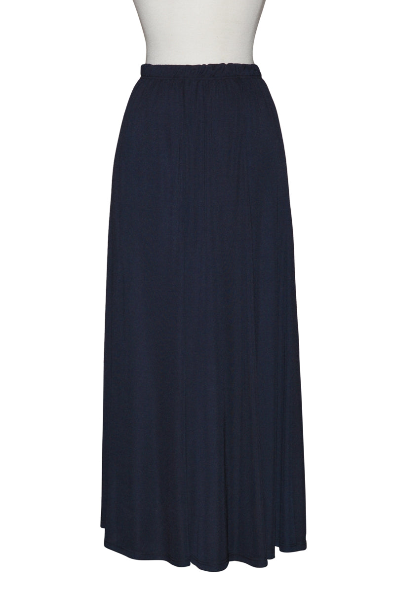 Navy A-Line Matte Jersey Mid-Length Skirt