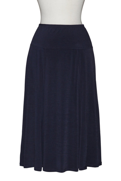 Navy A-Line Matte Jersey Mid-Length Skirt