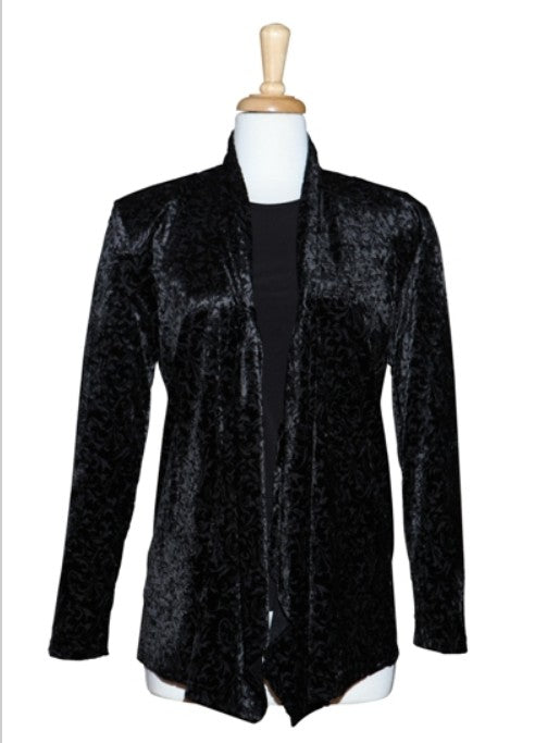 Two Piece Black Cut Velvet  Shawl Collar Set