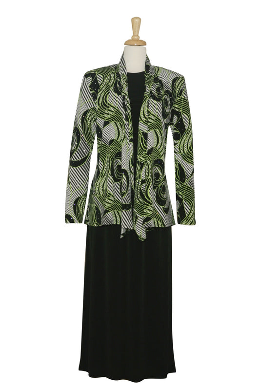Three Piece Black & Lime Swirl Set