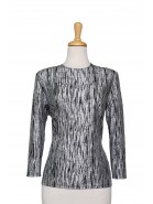 Silver and Black Metallic Textured 3/4 Sleeve Top